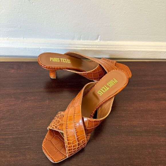 Paris Texas  leather croc embossed crisscross sandal’s size 7 - Picture 12 of 12